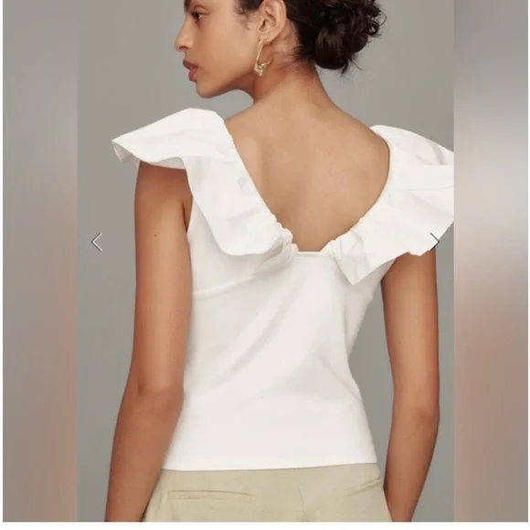 NWT Elegant White Ruffle Top bought at Anthropologie - Picture 3 of 10